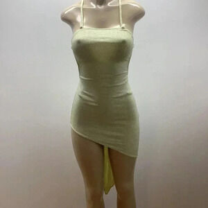 Zuliana Size Small Vintage Green Shimmer Hi Low Dress. New With Tags.